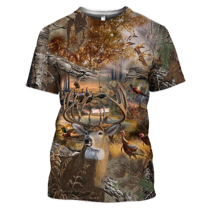 

Men's T-Shirts 2022Funny Women Streetwear Top Wild Boar Tshirt Men Jungle Animal Mallard 3D Print Hunt Reed Camouflage T Shirt Guns Hide, T521-1