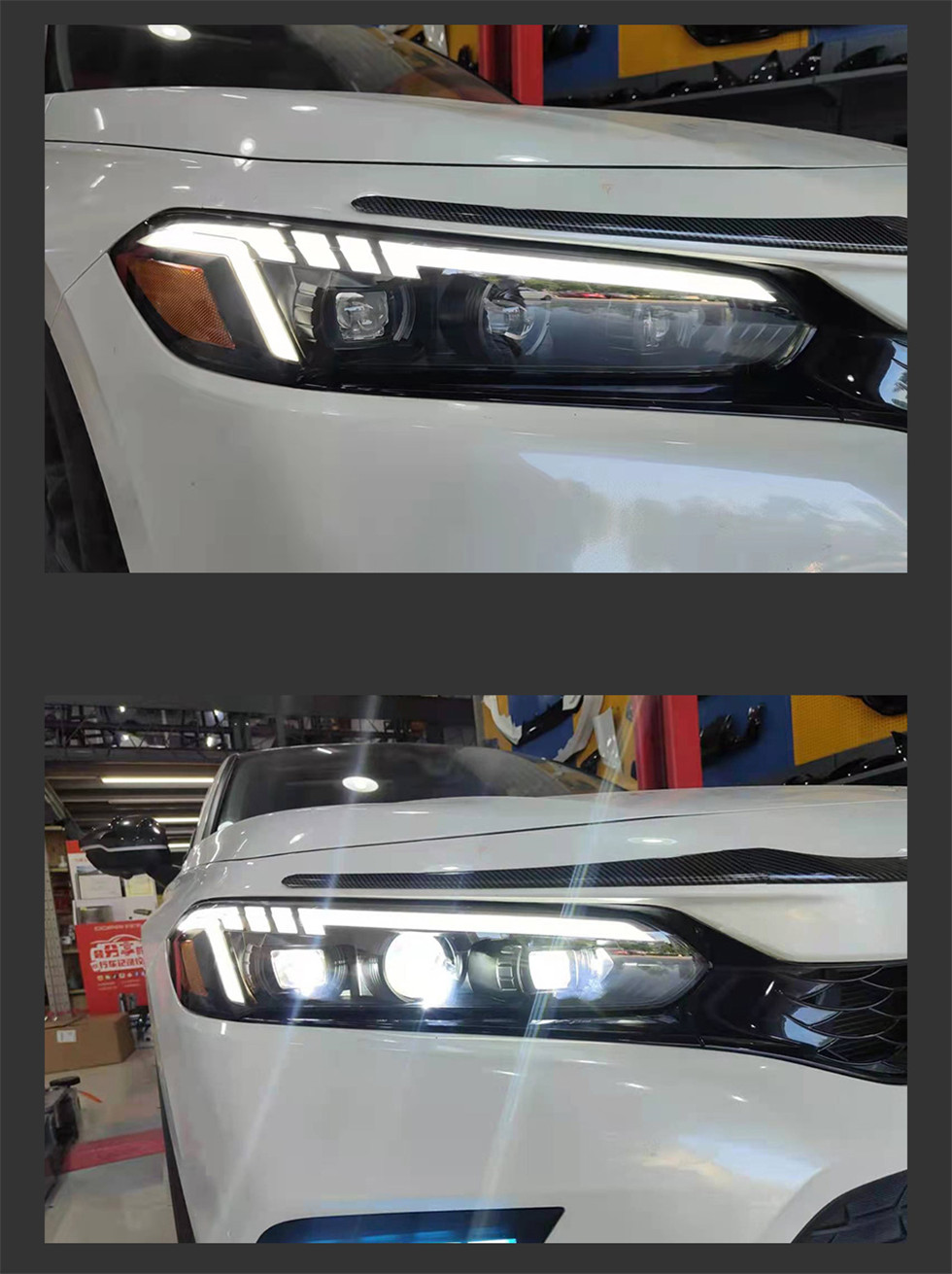 1 Set Auto Car Head Lights For Civic 11th 2022-Now LED Lamps Headlights DRL Daytime Running Light Dual Projector Facelift
