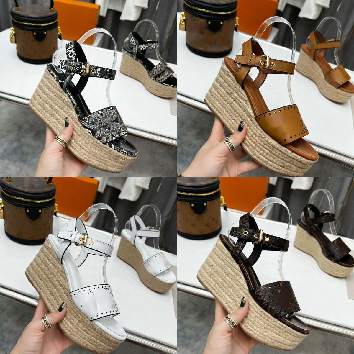 2023 Starboard Wedge Sandal Women Designer Sandals High heel Espadrilles Natural Perforated Calf Leather Lady Slides Outdoor Shoes, Color 3
2023 Starboard Wedge Sandal Women Designer Sandals High heel Espadrilles Natural Perforated Calf Leather Lady Slides Outdoor Shoes, Color 3