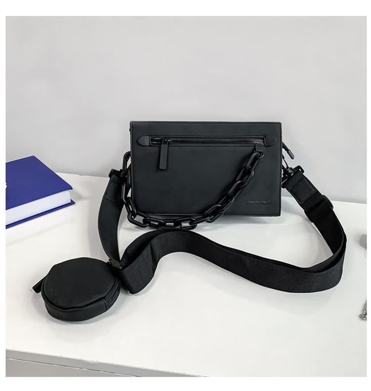 Fashionable bags wholesale chain shoulder boys personality all-match men's crossbody bag trend Zipper Mobile phone pocket ID slot