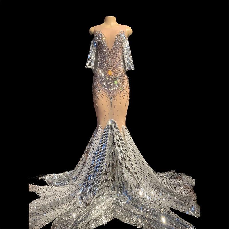 Casual Dresses Sparkly Crystals Transparent Sequins Tail Dress Evening Party Long Rhinestones Birthday Celebrate CostumeCasual, As pic
Casual Dresses Sparkly Crystals Transparent Sequins Tail Dress Evening Party Long Rhinestones Birthday Celebrate CostumeCasual, As pic