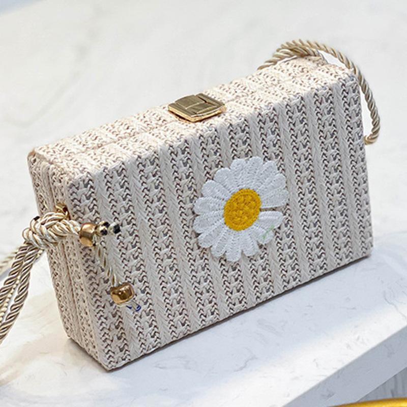 Evening Bags Straw Weave Daisy Small Shoulder Crossbody For Women 2022 Women's Designer Solid Color Handbag Travel Female Messenger BagE, White
Evening Bags Straw Weave Daisy Small Shoulder Crossbody For Women 2022 Women's Designer Solid Color Handbag Travel Female Messenger BagE, White