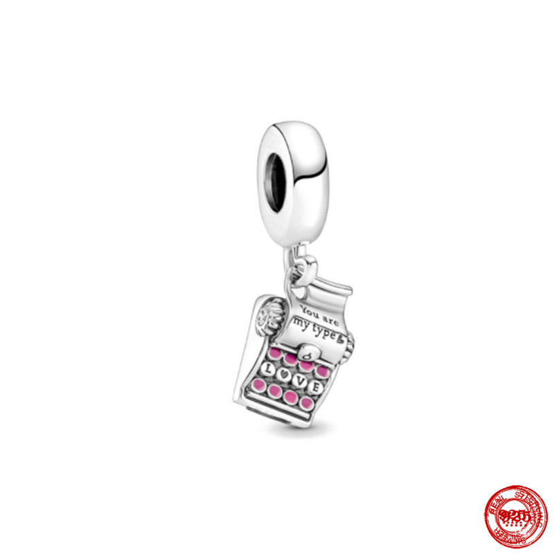 New 925 Sterling Silver Family Mom Daughter Charm Pink Crown Pendant Love Clip Beads for Original Bracelet DIY Jewelry