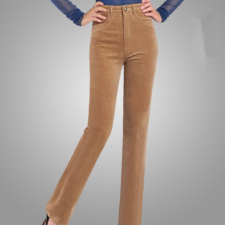 Spring Fashion Velvet High waist casual pants corduroy trousers straight stretch Slim large size 7xl 220325