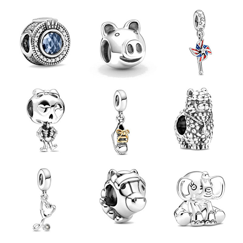 New High Quality Popular 925 Sterling Silver Elephant Camel Stethoscope Heart Pendant Diy Bead Fit Original Charm Bracelet for Women Fashion Accessories