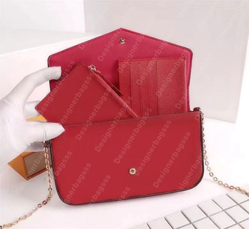 M61276 M64064 Felicie POCHETTE Designer shoulder bags for women Detachable chain bag special canvas handbag embossed leather crossbody bags Gold color hardware, Brown flower red inside
M61276 M64064 Felicie POCHETTE Designer shoulder bags for women Detachable chain bag special canvas handbag embossed leather crossbody bags Gold color hardware, Brown flower red inside