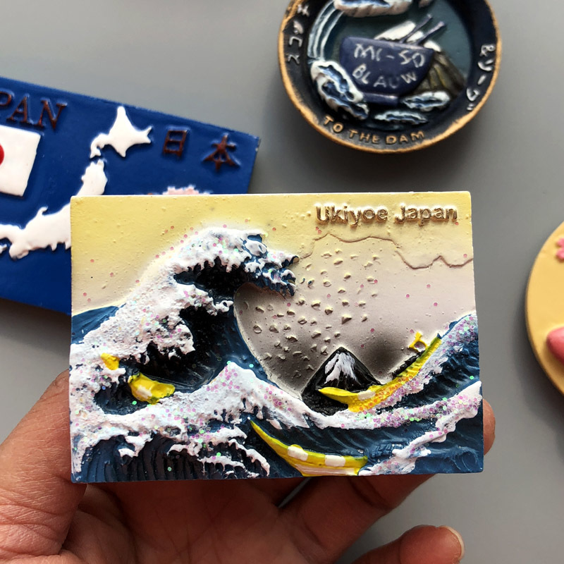 Japan Map Tokyo Souvenirs Mount Fuji Round Dharma Faust Dam Blau Magnetic Stickers Creative Resin Fridge Magnet