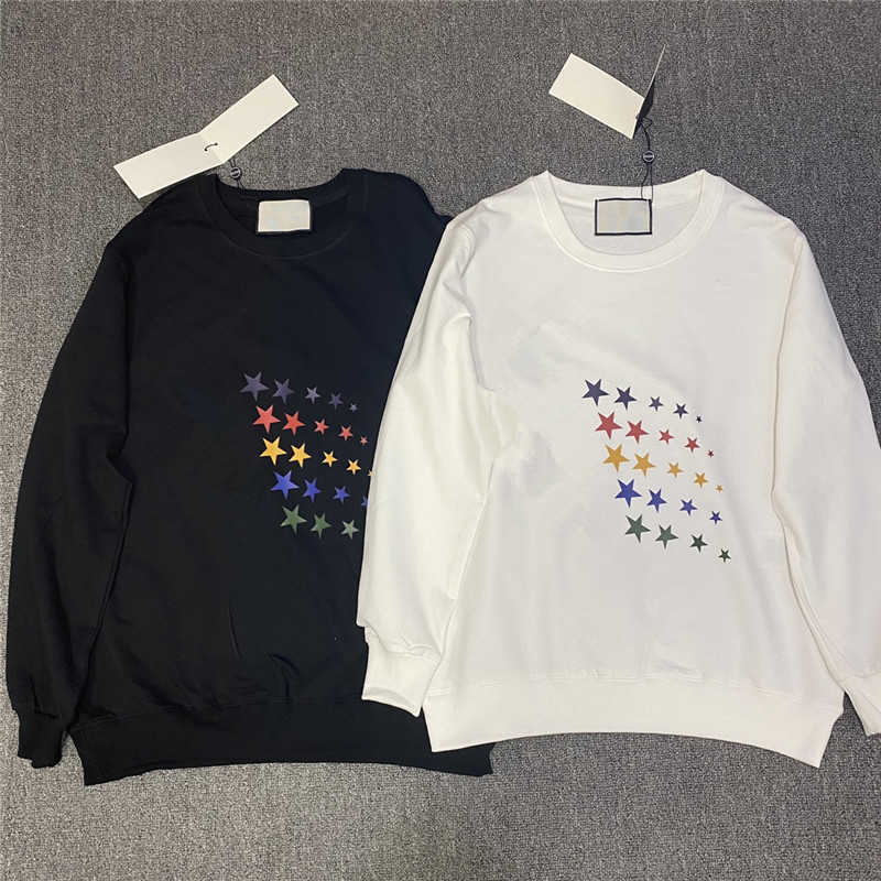 2022 New high quality pullovers spring and autumn men and women hoodies couples T-shirts long-sleeved color cartoon five-point star print, White
2022 New high quality pullovers spring and autumn men and women hoodies couples T-shirts long-sleeved color cartoon five-point star print, White