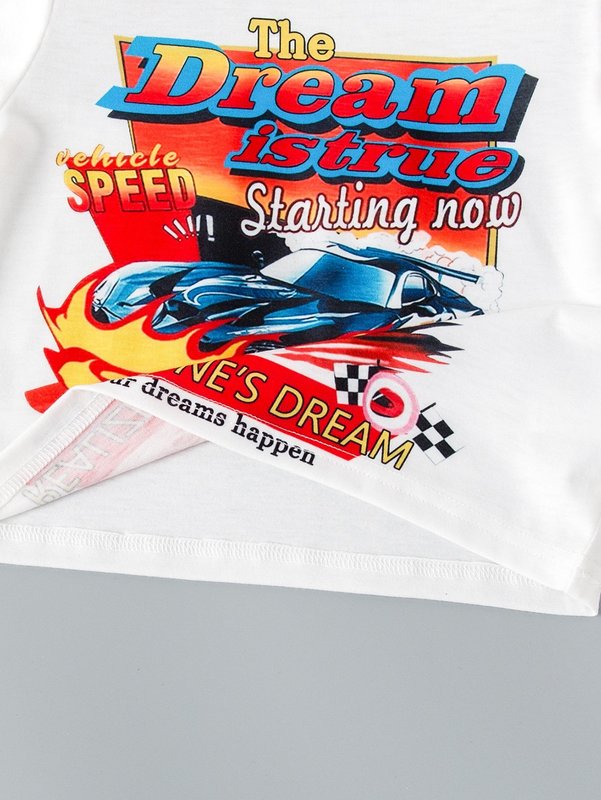 Toddler Girls Car & Slogan Graphic Tee & Plaid Print Skirt SHE