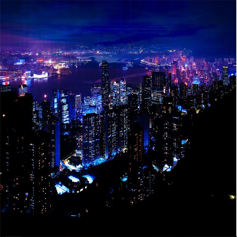 city night background wall custom large mural green wallpaper papel de parede para quarto Papel de parede