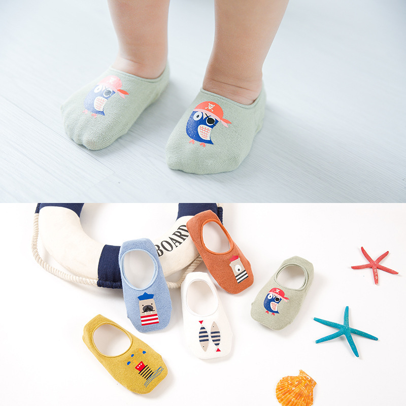 5 Pairs /set Baby Boy Ankle Socks Cotton Toddler Anti-slip Sock Lovely Cartoon Animals Kids sock Fashion 1-6Years Summer 220512