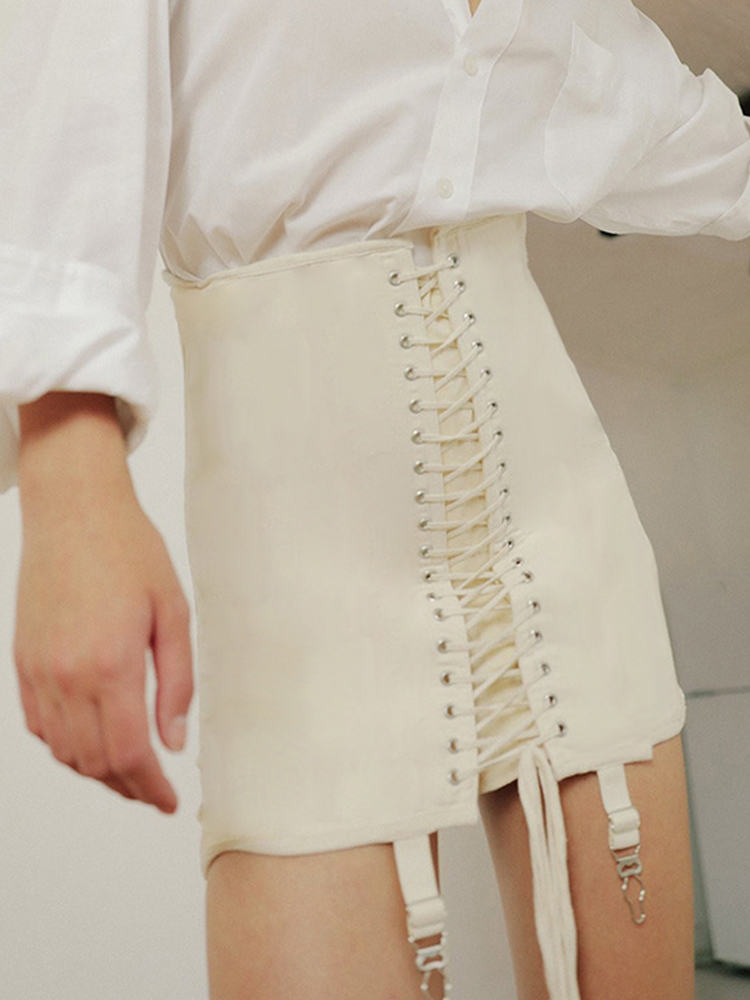 InsDoit Gothic Y2K Vintage Mini Skirt Women Punk Patchwork Summer High Waist Skirt Bodycon Eyelet Lace Up Aesthetic Sexy Skirts 220701