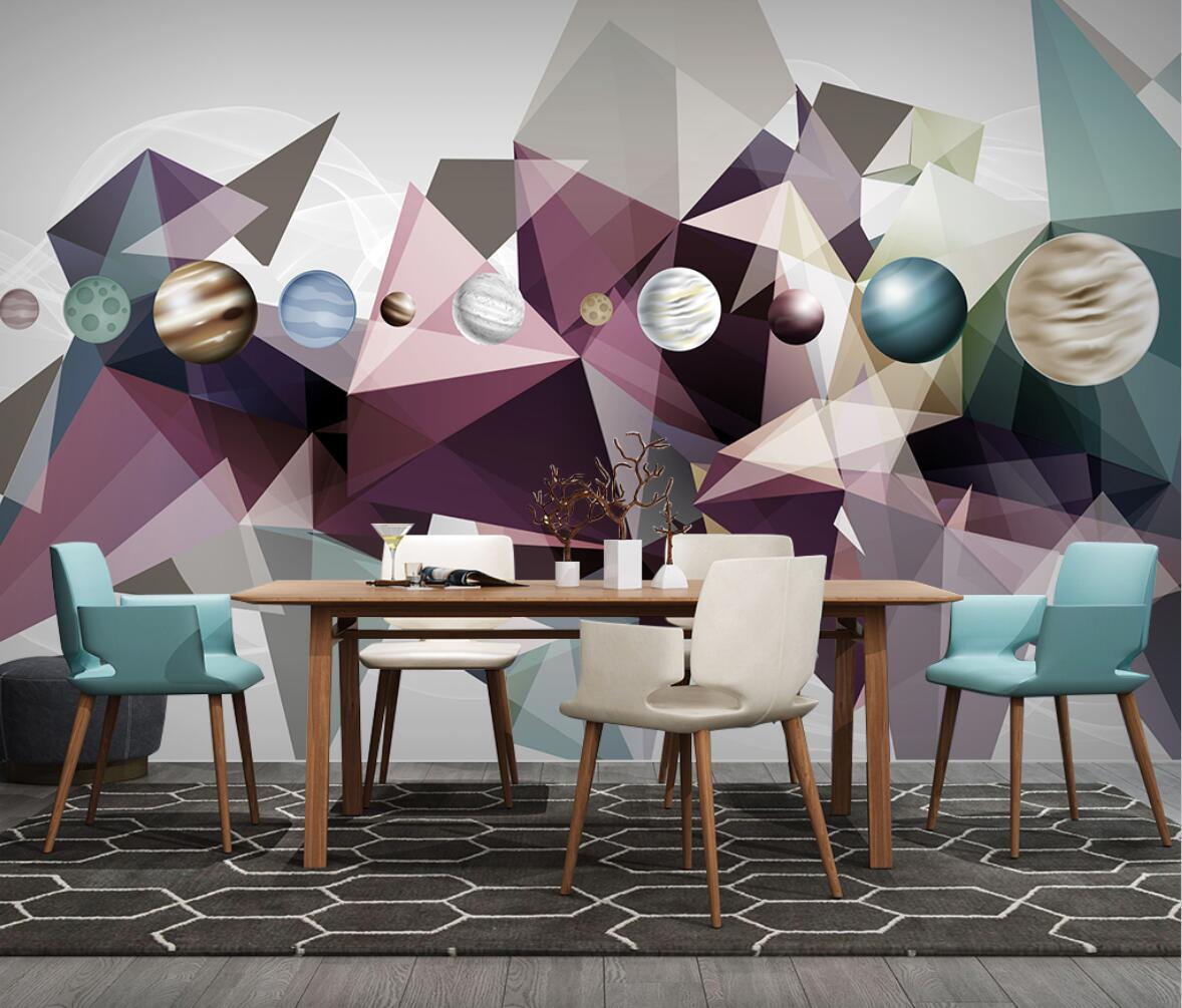 3D three-dimensional European style fresh and simple geometric figure living room bedroom sofa background wall mural wallpaper