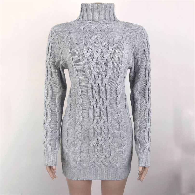 Autumn Winter Turtleneck Thick Long Sweater Black Turtle Neck Women Sweaters Knit Dress Vintage Female 201203