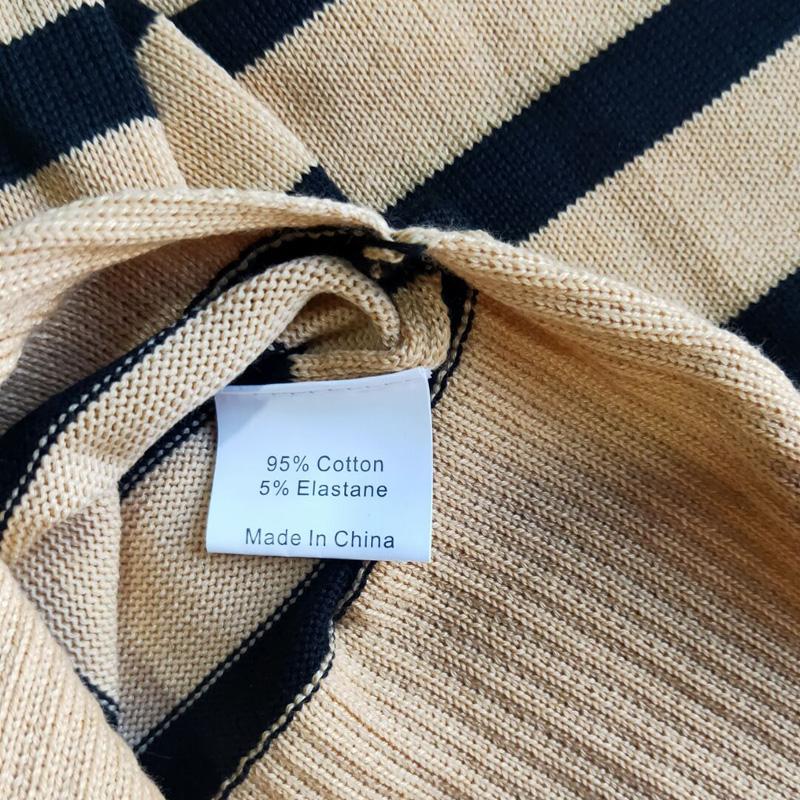 Women's Sweaters Autumn Winter Oversized Cotton Knitted Pullover - Striped Turtleneck Long Sleeve Loose Casual B4