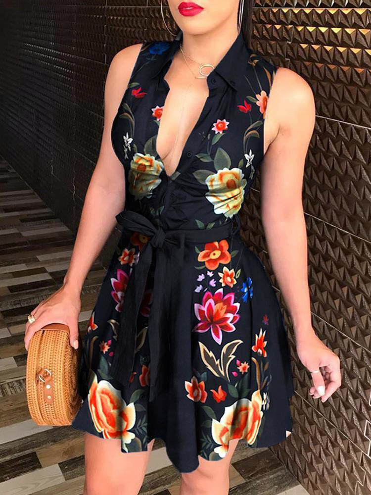 Summer Dress Women Sleeveless Mini Slim Fit Lace Up Short es Casual Solid Color V Neck Robe Female Over Size Vestidos 220613