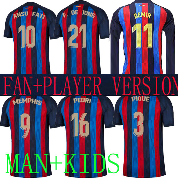 22 23 Camisetas de football MEMPHIS Barcelona soccer jersey 21 22 ANSU FATI 2022 F. DE JONG DEST kit shirt kids Araujo Long sleeve LS player version ADAMA XAVI PEDRI, 22 23 home
22 23 Camisetas de football MEMPHIS Barcelona soccer jersey 21 22 ANSU FATI 2022 F. DE JONG DEST kit shirt kids Araujo Long sleeve LS player version ADAMA XAVI PEDRI, 22 23 home