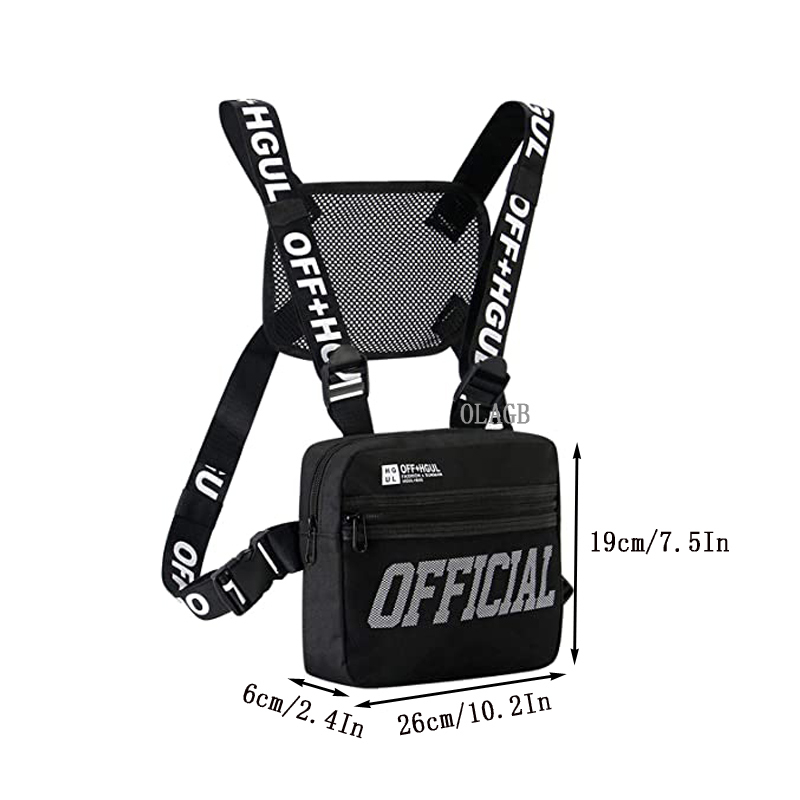 Fashion Streetwear Men Hip-Hop Chest Bag Tactical Two Straps Chest Rig Bags Trendy Style Rectangle Chest Utility Pack G122