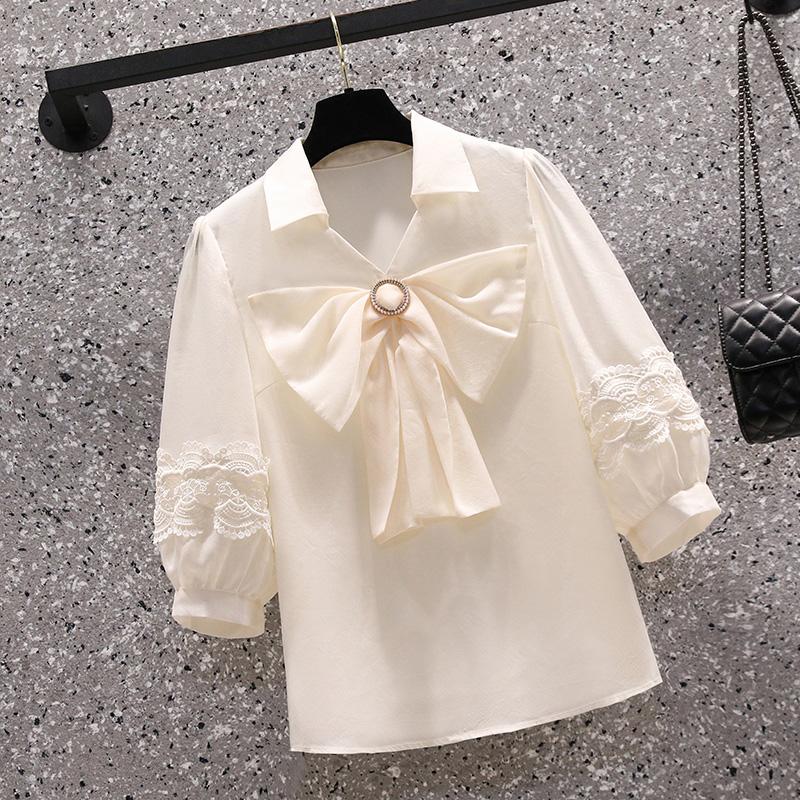 Women's Blouses & Shirts Korean Fashion Women Shirt Elegant Bowknot Tops V-neck Patchwork Lace Blouse BlusaWomen's, Beige
Women's Blouses & Shirts Korean Fashion Women Shirt Elegant Bowknot Tops V-neck Patchwork Lace Blouse BlusaWomen's, Beige