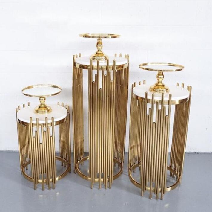 Grand Event Backdrops Dessert Floral Display Wedding Decoration gold Metal Plinth Table Background Arch Party Birthday Stage Cake Crafts Balloons Hold