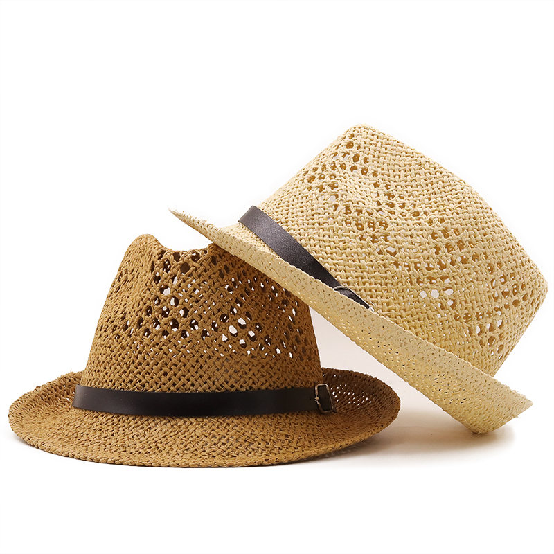 Summer men Fedora Hats for Women Straw Sun Hats Wide Brim summer Visor Cap Solid Straw Jazz Hat Beach cap Sombrero Panama Gorras 220507