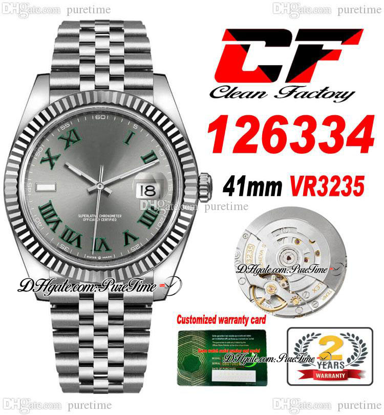 Clean CF Date 41mm 126334 VR3235 Automatic Mens Watch Gray Dial Green Roman Markers 904L JubileeSteel Bracelet Same Serial Card Super Edition Watches Puretime C3, Blue+roman+jubil
Clean CF Date 41mm 126334 VR3235 Automatic Mens Watch Gray Dial Green Roman Markers 904L JubileeSteel Bracelet Same Serial Card Super Edition Watches Puretime C3, Blue+roman+jubil