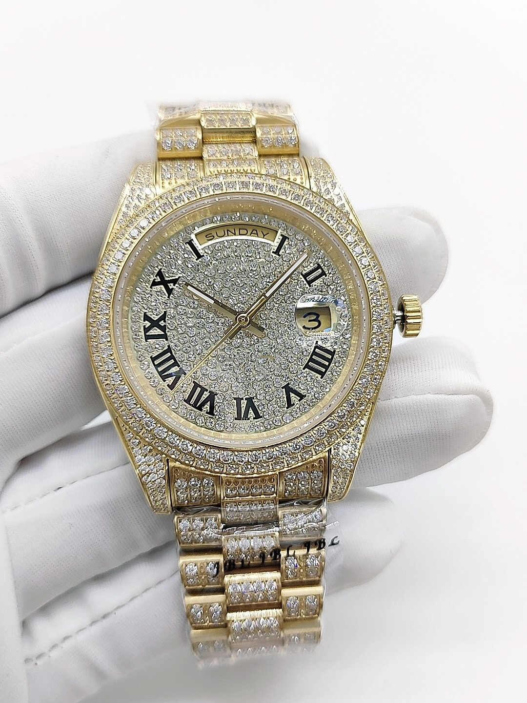 Top Quality Men's Watches 41mm Daydate Full Diamond Iced Out Mens Automatic Mechanical Movement Watch Stainless Steel Strap Fashion Designer Man Wristwatches, 10
Top Quality Men's Watches 41mm Daydate Full Diamond Iced Out Mens Automatic Mechanical Movement Watch Stainless Steel Strap Fashion Designer Man Wristwatches, 10