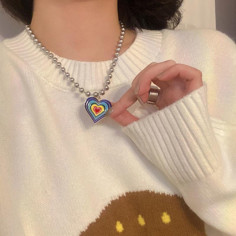 Pendant Necklaces Fashion Rainbow Heart Necklace For Women Sweet Colourful Geometry Love Beaded Clavicle Chain Choker Neck Trend JewelryPend
Pendant Necklaces Fashion Rainbow Heart Necklace For Women Sweet Colourful Geometry Love Beaded Clavicle Chain Choker Neck Trend JewelryPend