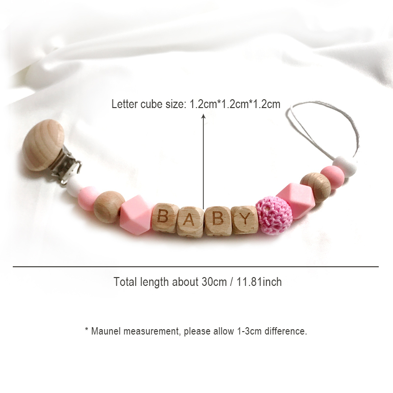 1Set Crochet Bunny Baby Teether Rattle Safe Beech Wooden Teether Ring Pacifier Clip Chain Set born Mobile Gym Educational Toy 220514