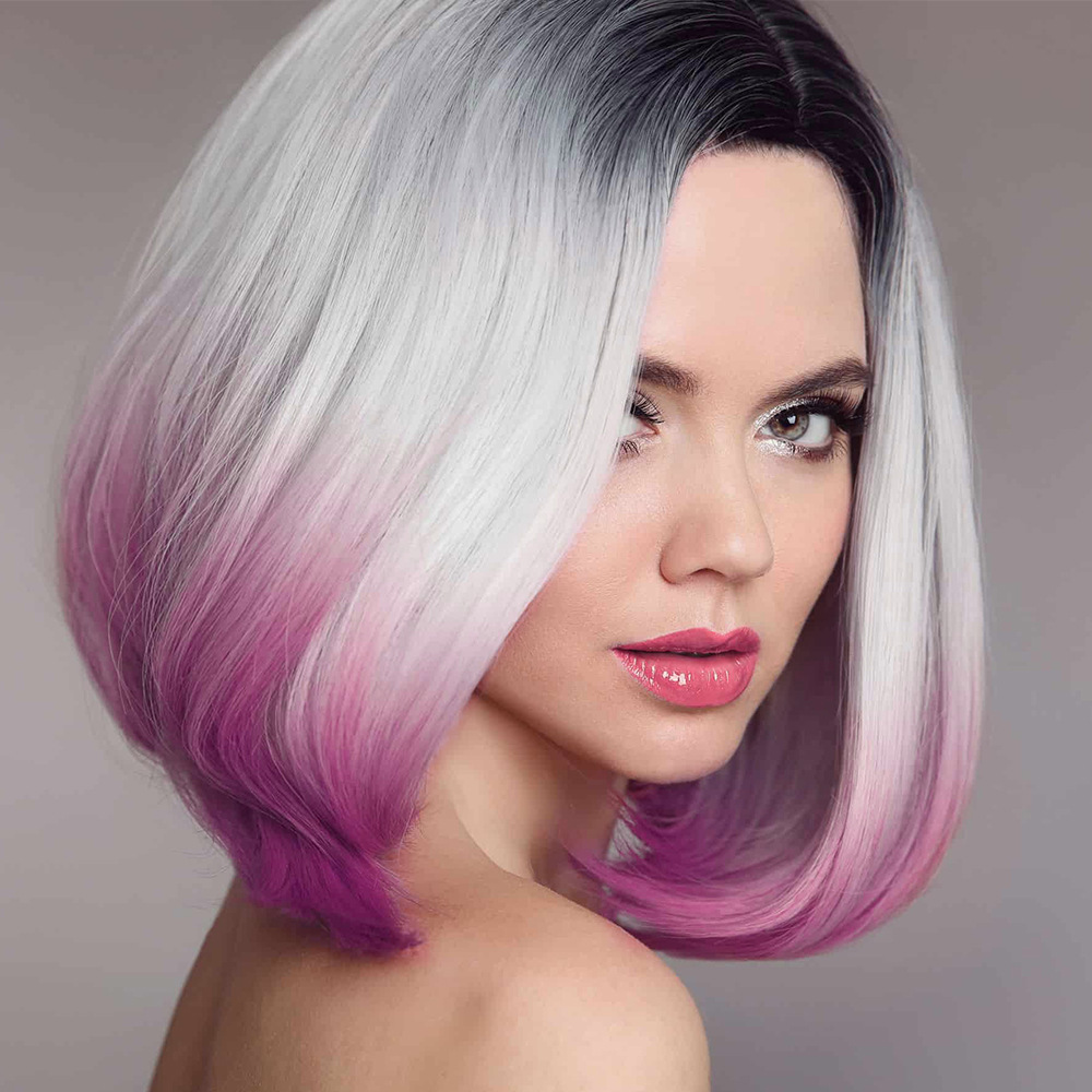 Fshion 14INCH BOB Short Straight Middle Part Wigs Daily Hair Natural Hairline High Temperature wigs blond wine red orange brown color