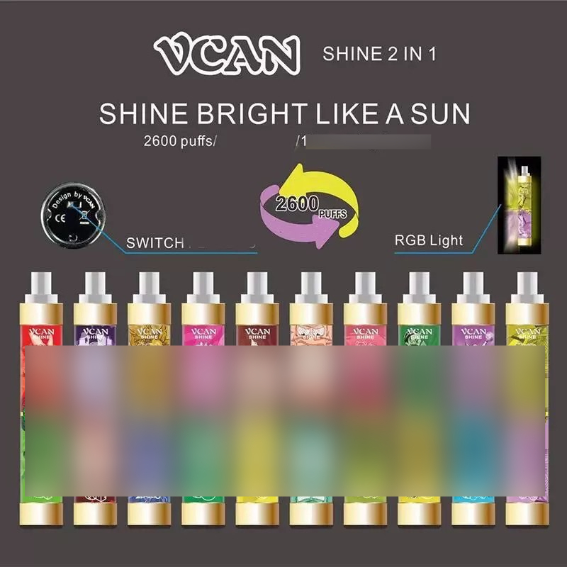 Original Vcan Shine 2 in 2600 PUFFS Disposable vape E cigarette 12ml Pre-Filled 1300mAh Power Battery vapes pen starter kit Authentic wholesale
Original Vcan Shine 2 in 2600 PUFFS Disposable vape E cigarette 12ml Pre-Filled 1300mAh Power Battery vapes pen starter kit Authentic wholesale