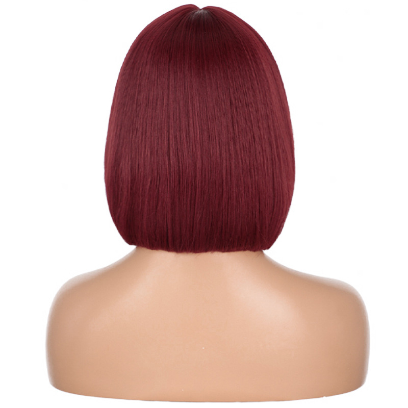 Euro USA Fashion Short Synthetic Straight wig Balck Wine Red Blond BOB Wigs For Women Daily Hair