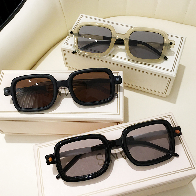 Vintage Gray Pink Lens Square Sunglasses Women Brand Fashion Spectacle Plain Eyewear 90s Rectangle Men Shades Sun Glasses 220506