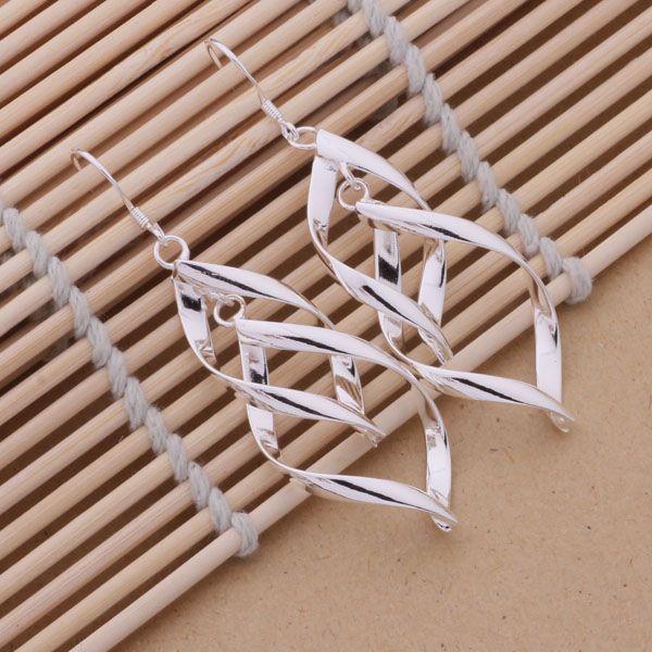 Dangle & Chandelier Silver Plated Earrings Fashion Jewelry Double Rhombic /bktakcaa Cxfaloma AE268Dangle