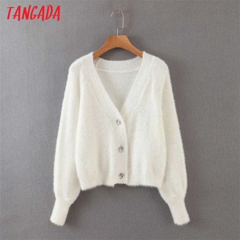 Tangada women white fleece knit cardigan jumper autumn lady fashion knitted cardigan coat 8H10 210204
Tangada women white fleece knit cardigan jumper autumn lady fashion knitted cardigan coat 8H10 210204