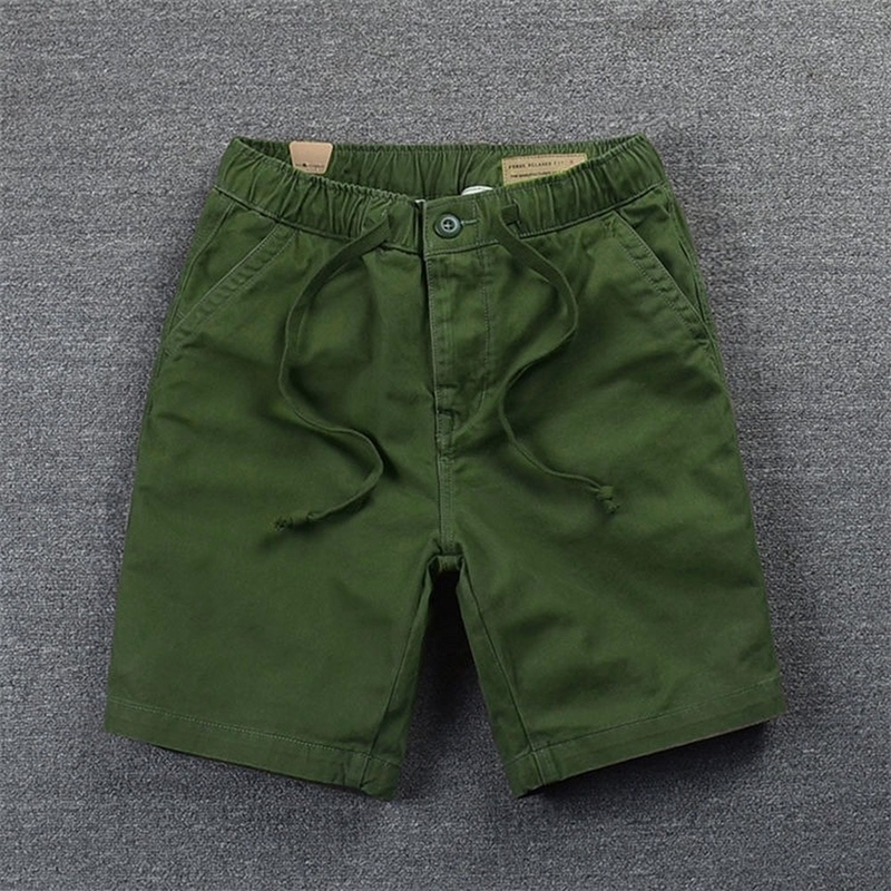 Shorts Mens Casual Cotton Shorts Work Trousers Knee Length Elastic Waist Men Chino Shorts 220602