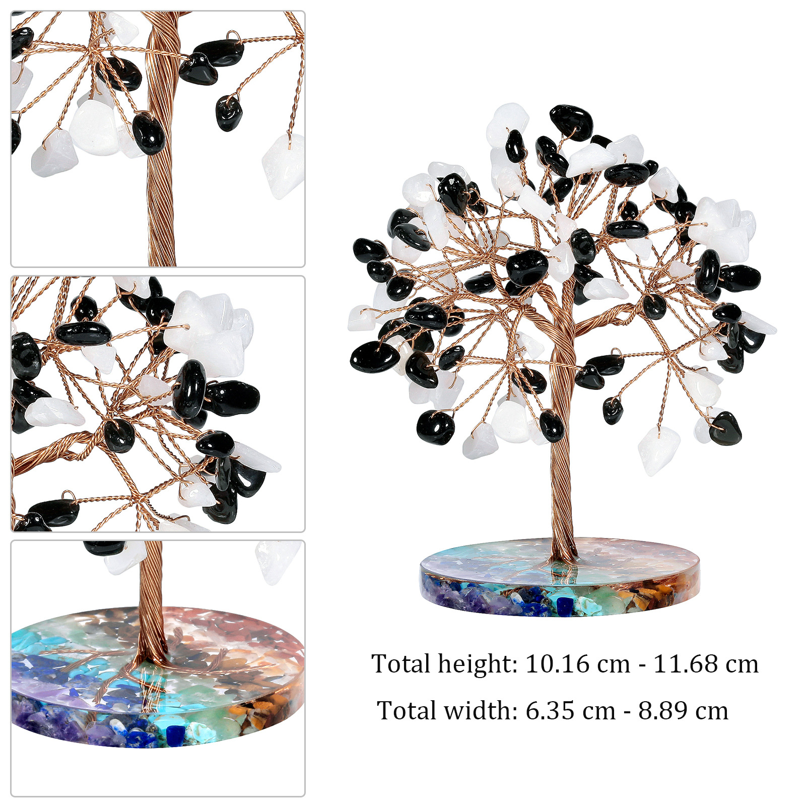 Super Mini Crystal Stone Money Tree Copper Wire Wrapped W/Agate Slice Base Gemstone Reiki Chakra Feng Shui Trees Home Decoration ornament