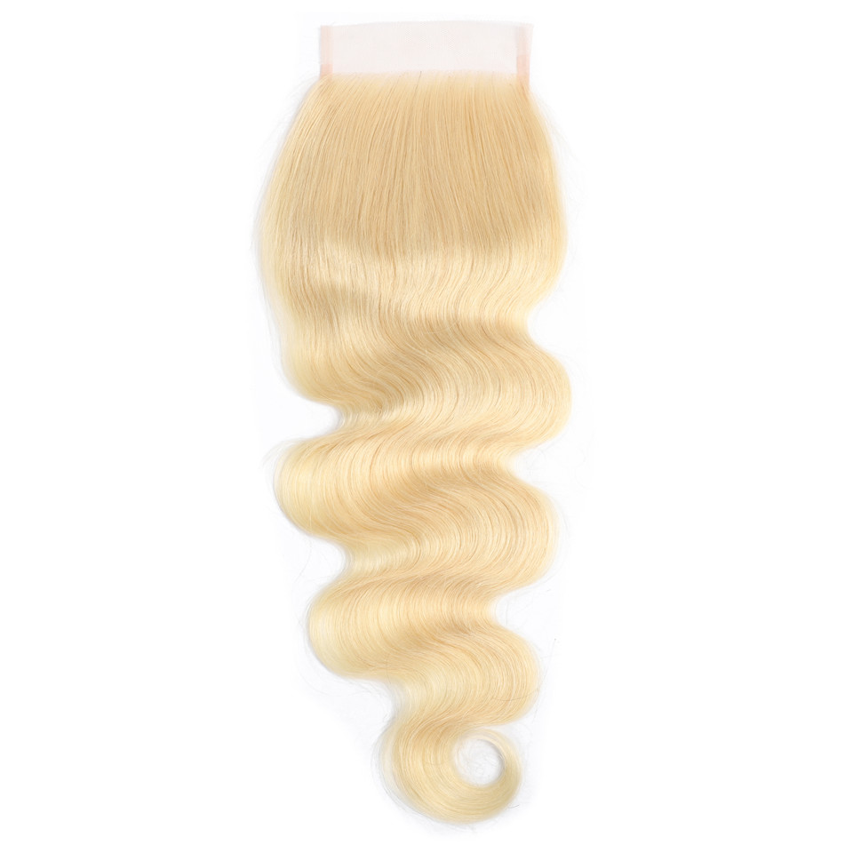 613 Blonde Human Hair Bundles with 4x4 Closure Brazilian Hair Weave Remy