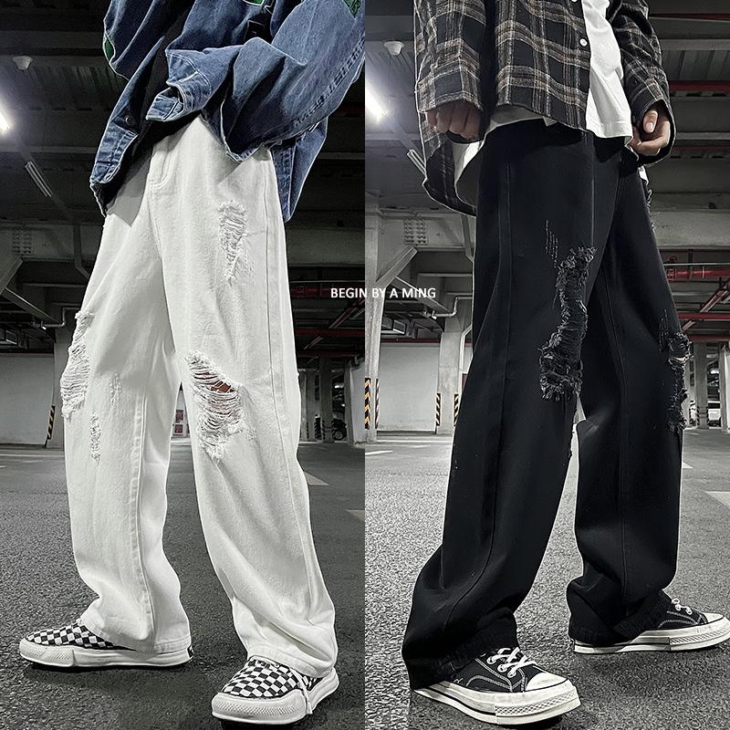 Men's Jeans White/Blue/Black Hole Men Fashion Casual Baggy Straight Streetwear Loose Hip Hop Ripped Denim Pants -2XLMen's
Men's Jeans White/Blue/Black Hole Men Fashion Casual Baggy Straight Streetwear Loose Hip Hop Ripped Denim Pants -2XLMen's