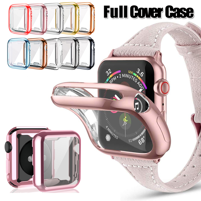 360 Full Protection Soft TPU Cases Front Screen Protector Electroplated Plating Protective Cover For Apple Watch iWatch series 7 6 5 4 3 2 41mm 45mm 4