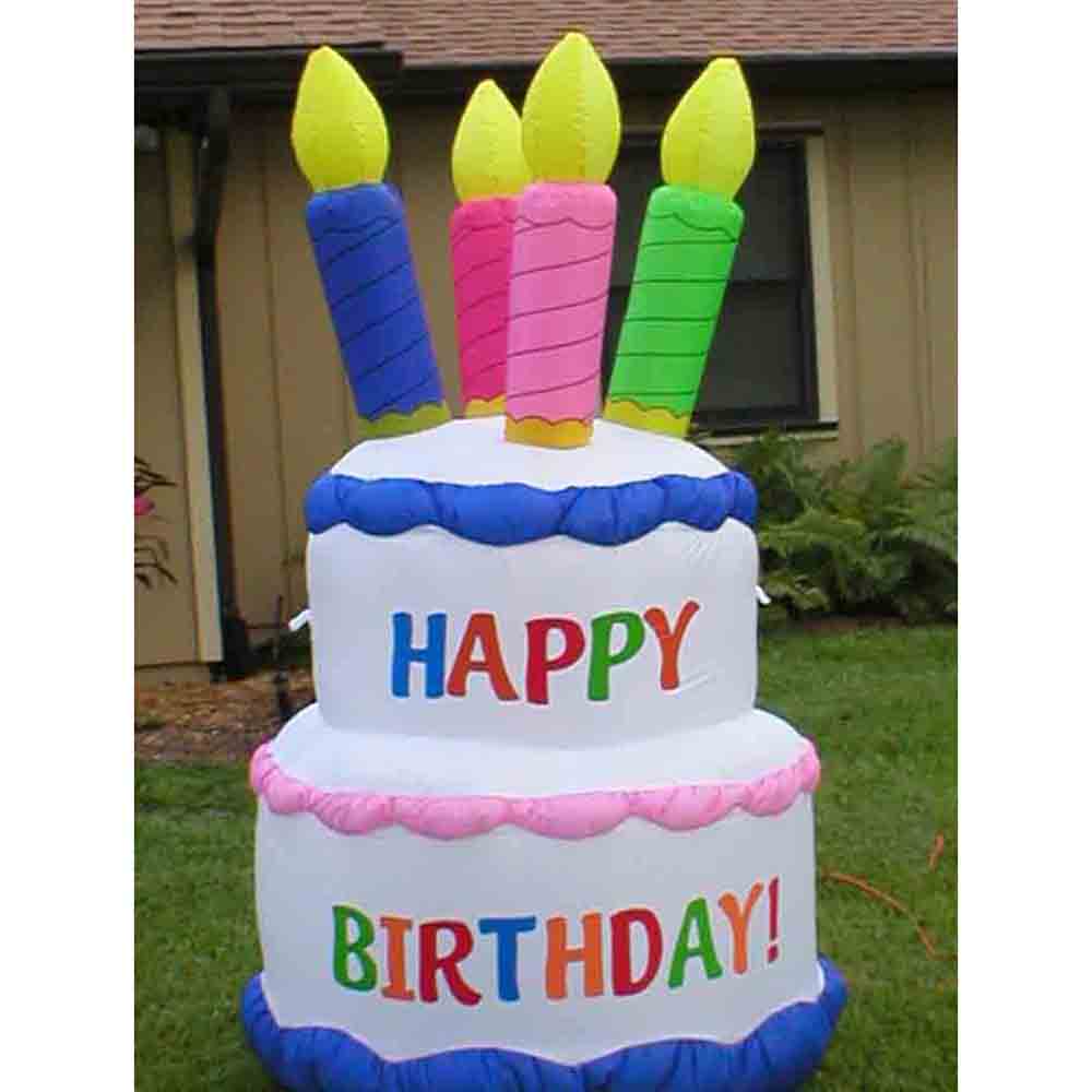 giant inflatable happy birthday cake model for party decoration outdoor event with 3 Meters tall oxford or pvc material