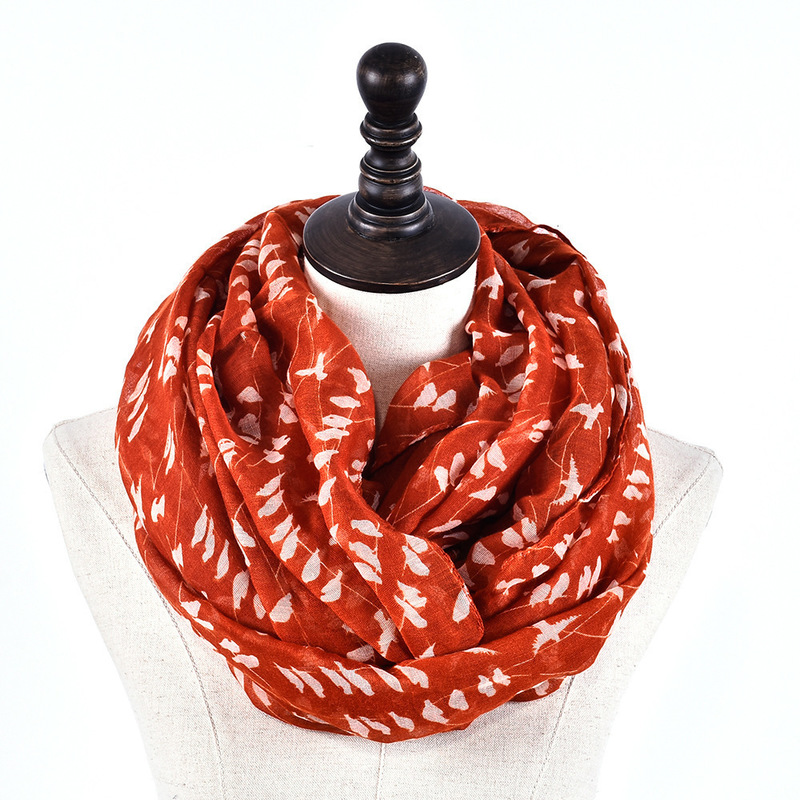 Lightweight Birds Print Shawl Scarfs For Head Wraps Ring Women Scarf Design With Floral Infinity Loop Neckerchief 220615
