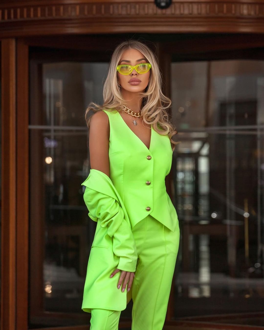 Bright Green Slim Women Pants Suits Ladies Prom Evening Guest Formal Wear Custom Made 3 Pieces