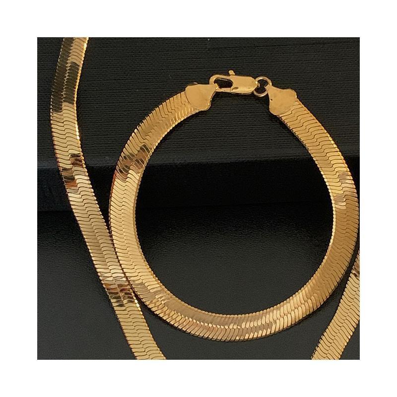 3 4 5 7mm Wide Flat Herringbone Necklace For Men Bone Chain Chokers 18k Gold Filled Vintage Miami Jewelry