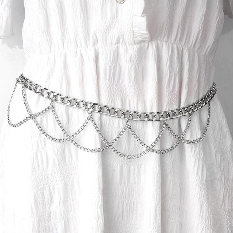 Belts Simple Gold Silver Metal Women Belt Tassel Pendant Multilayer Chains Punk Wasitband Wild Dress Adjustable
Belts Simple Gold Silver Metal Women Belt Tassel Pendant Multilayer Chains Punk Wasitband Wild Dress Adjustable