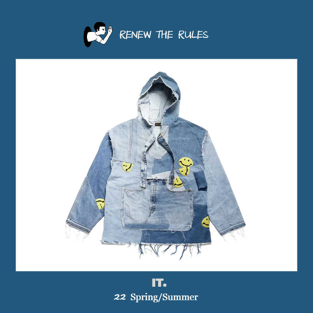 HongRi Hirata and 22ss Kapital denim stitched smiling face heavy washing color matching loose long sleeved sweater, Denim blue
HongRi Hirata and 22ss Kapital denim stitched smiling face heavy washing color matching loose long sleeved sweater, Denim blue