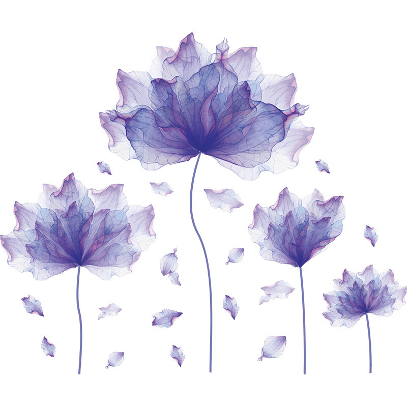 Creative Purple Flower Wall Stickers Living Room Bedroom Decor Home Background Wall Decor Large 3d Wallpaper Vinyl Flowers Decal