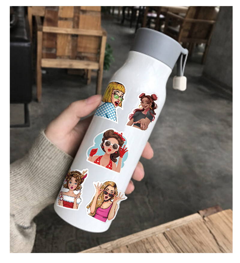 50 Pop girl graffiti Sticker Phone Laptop Skateboard Car Stickers Pack for Luggage Guitar Helmet Sticker