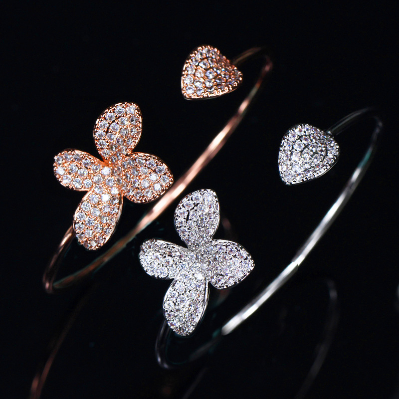 Choucong Wedding Bracelets Luxury Jewelry 18K White Rose Gold Fill Pave White Sapphire CZ Diamond Party Gemstones Women Open Adjustable Bangle For Lov