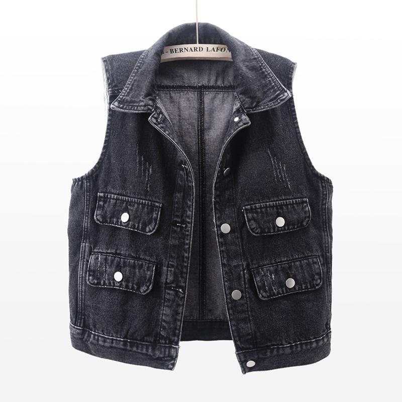 Women's Vests Vintage Wash Blue Frayed Big Pocket Denim Vest Women Waistcoat Slim Short Cowboy Sleeveless Jacket Coat Black Jeans FemaleWome
Women's Vests Vintage Wash Blue Frayed Big Pocket Denim Vest Women Waistcoat Slim Short Cowboy Sleeveless Jacket Coat Black Jeans FemaleWome